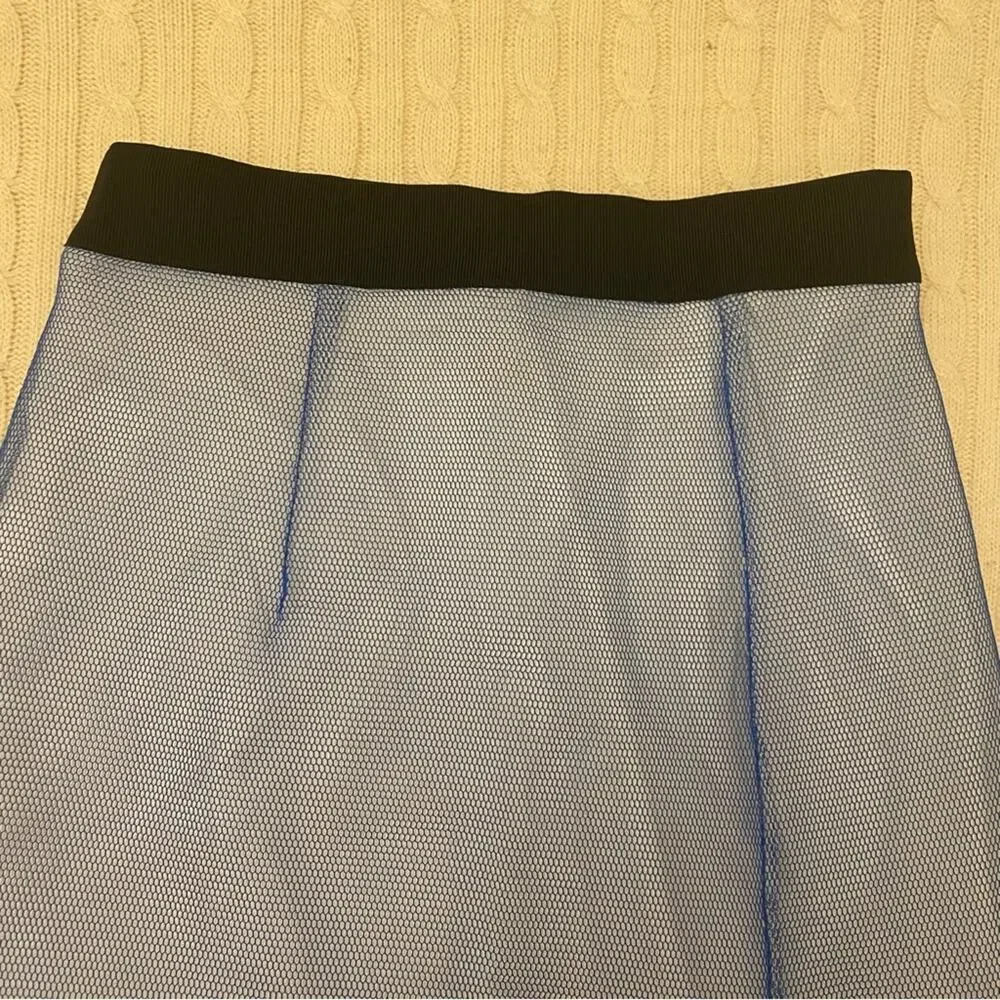 Milly Blue Midi Pencil Skirt sz 10 Milly Midi Skirt Net Overlay Skirt